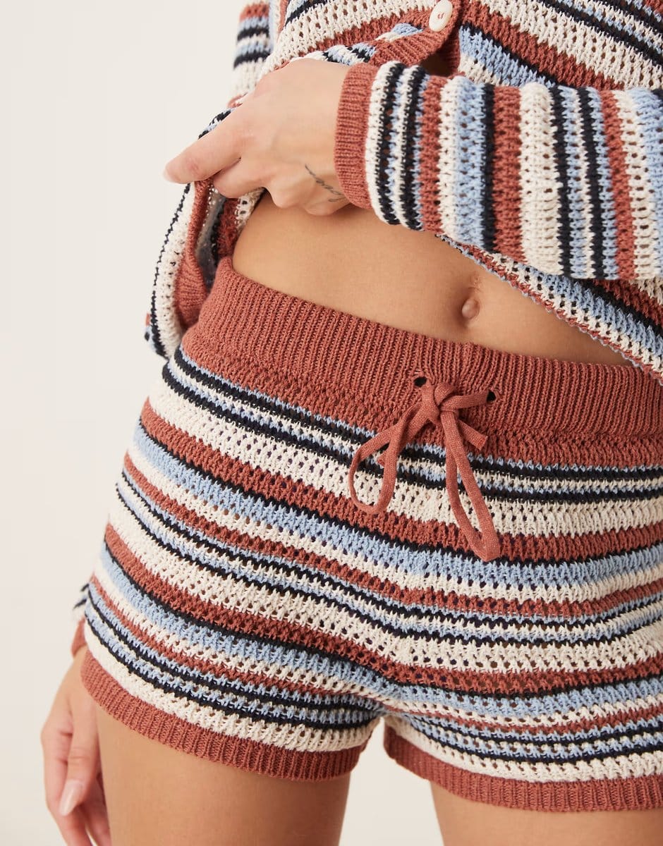 ASOS ASOS DESIGN knitted micro short co-ord in multi - 4
