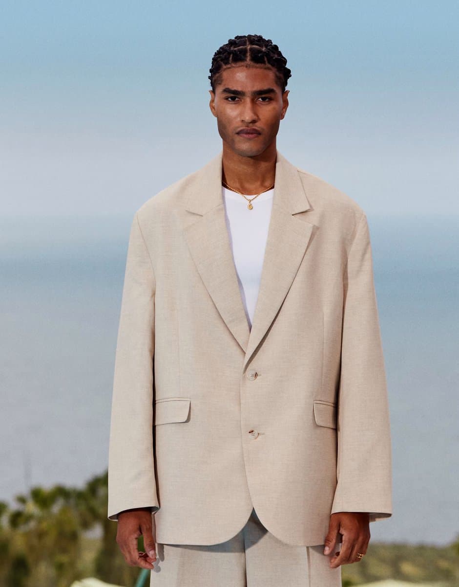 ASOS ASOS DESIGN slouchy oversized suit jacket in stone