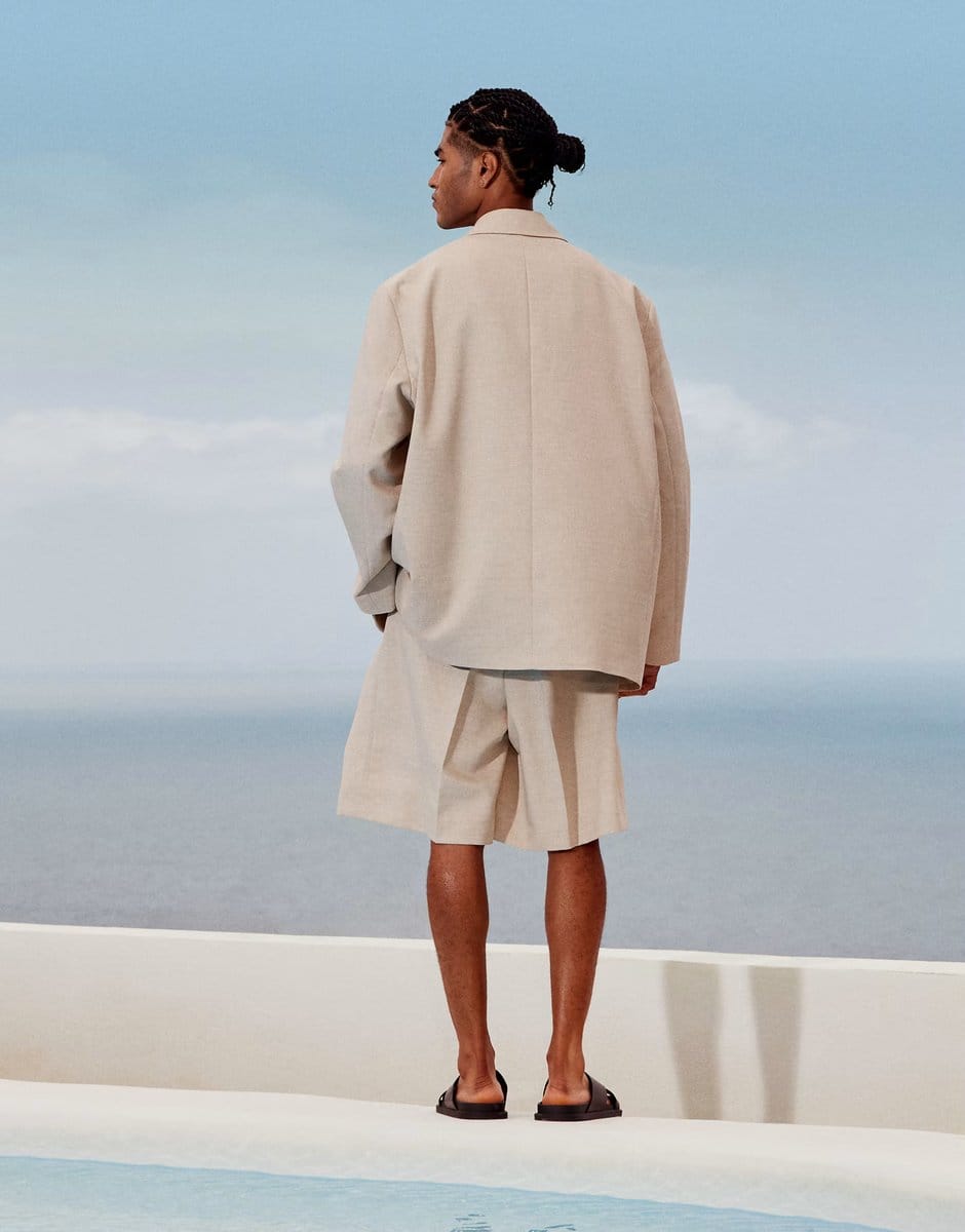 ASOS ASOS DESIGN slouchy oversized suit jacket in stone - 4