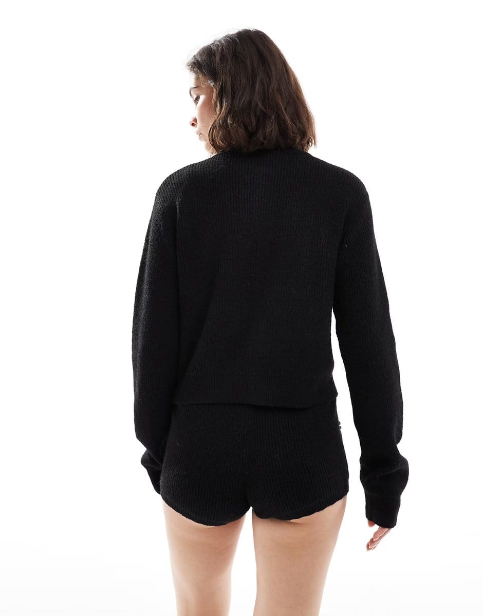 ASOS Miss Selfridge embellished knit cardigan co-ord in black - 4