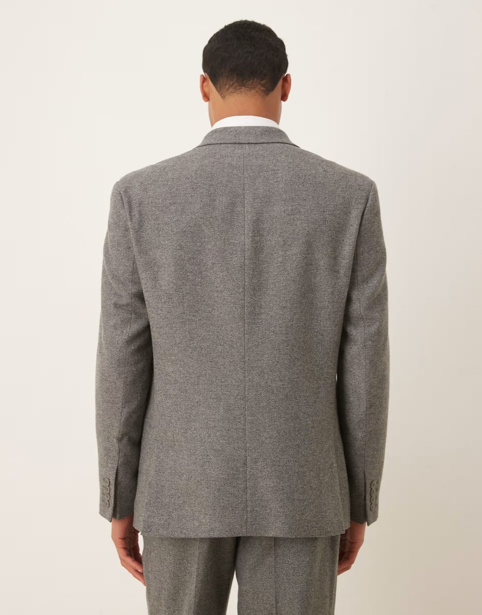 ASOS ASOS DESIGN regular double breasted suit jacket with wool in grey - 3