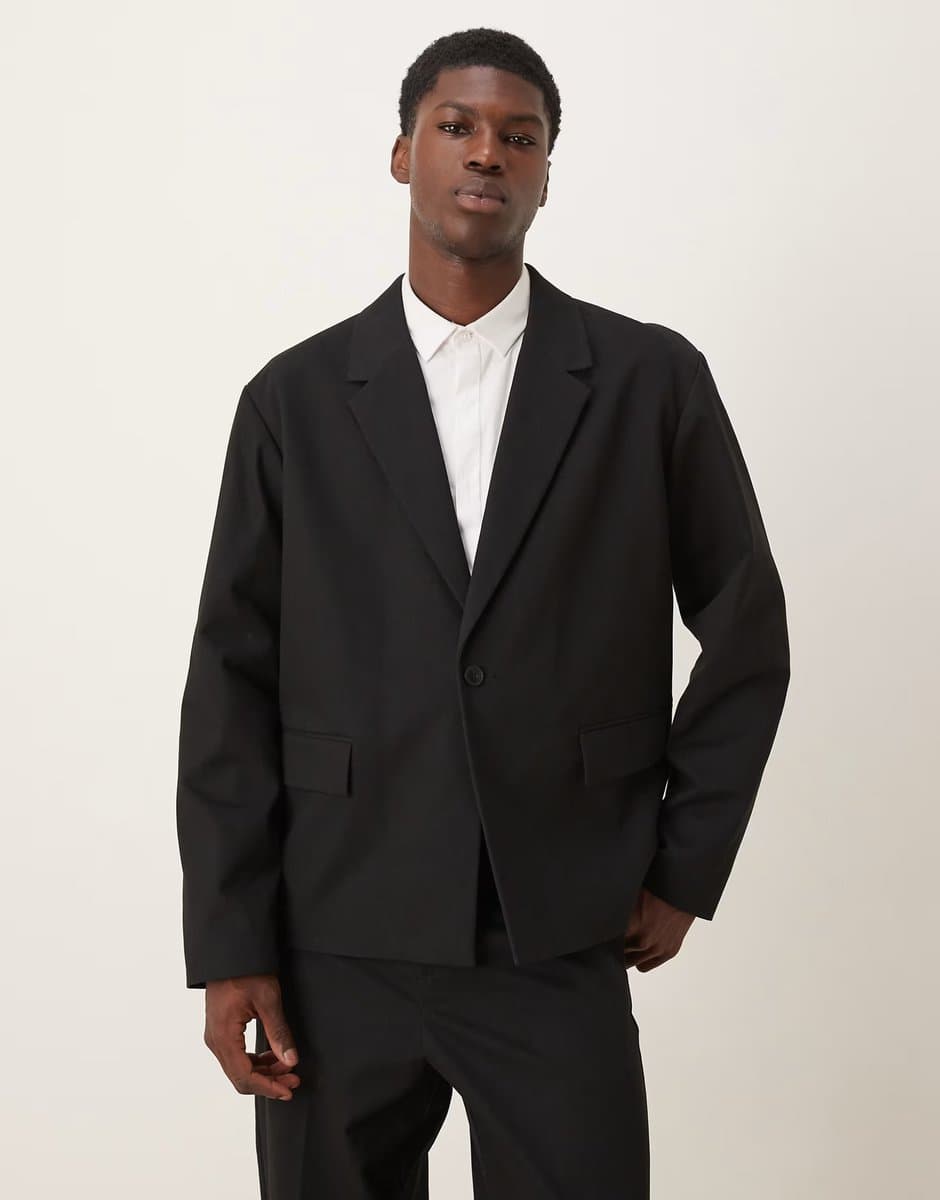 ASOS ASOS DESIGN regular suit jacket in black cotton