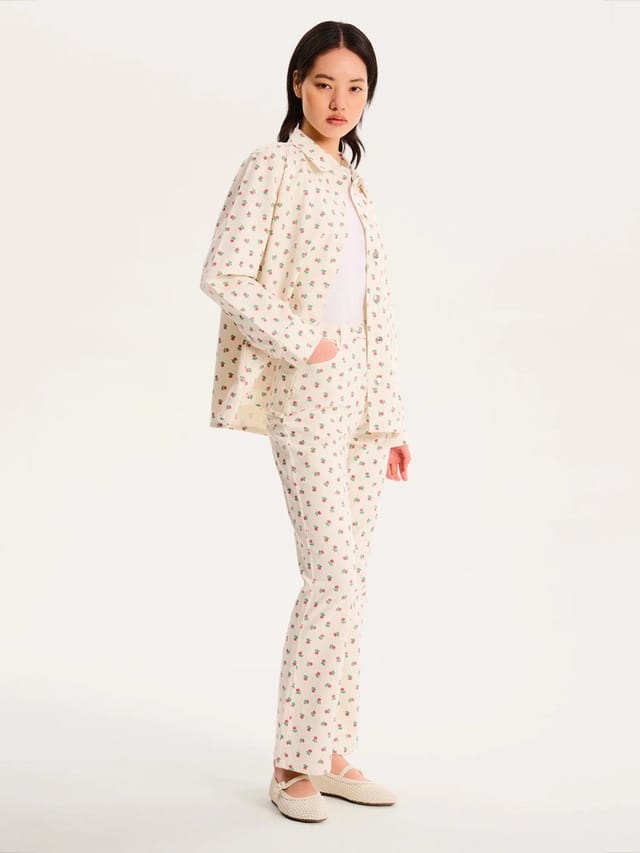 OMNES Sarah Jane All Over Rose Jeans in White - 3