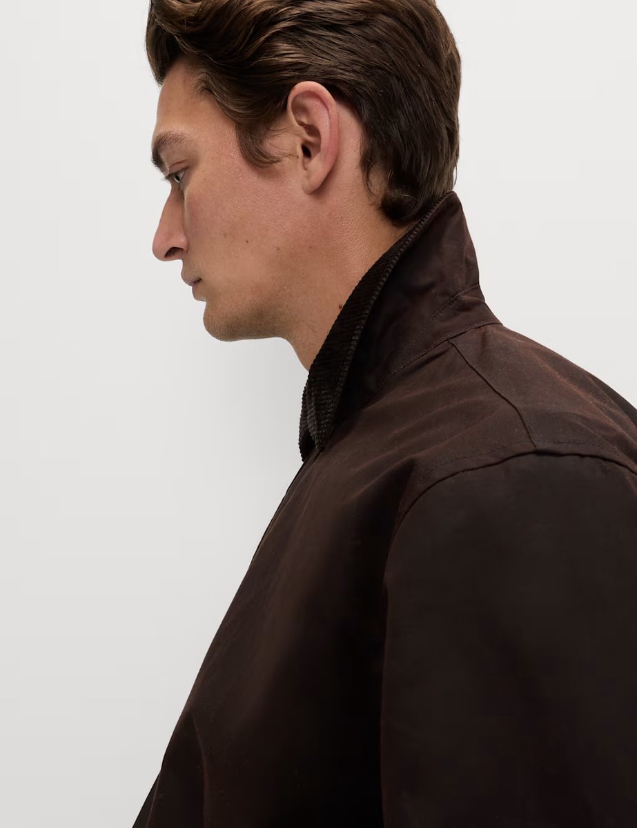 Marks & Spencer M&S Pure Cotton Wax Jacket Dark Brown - 3