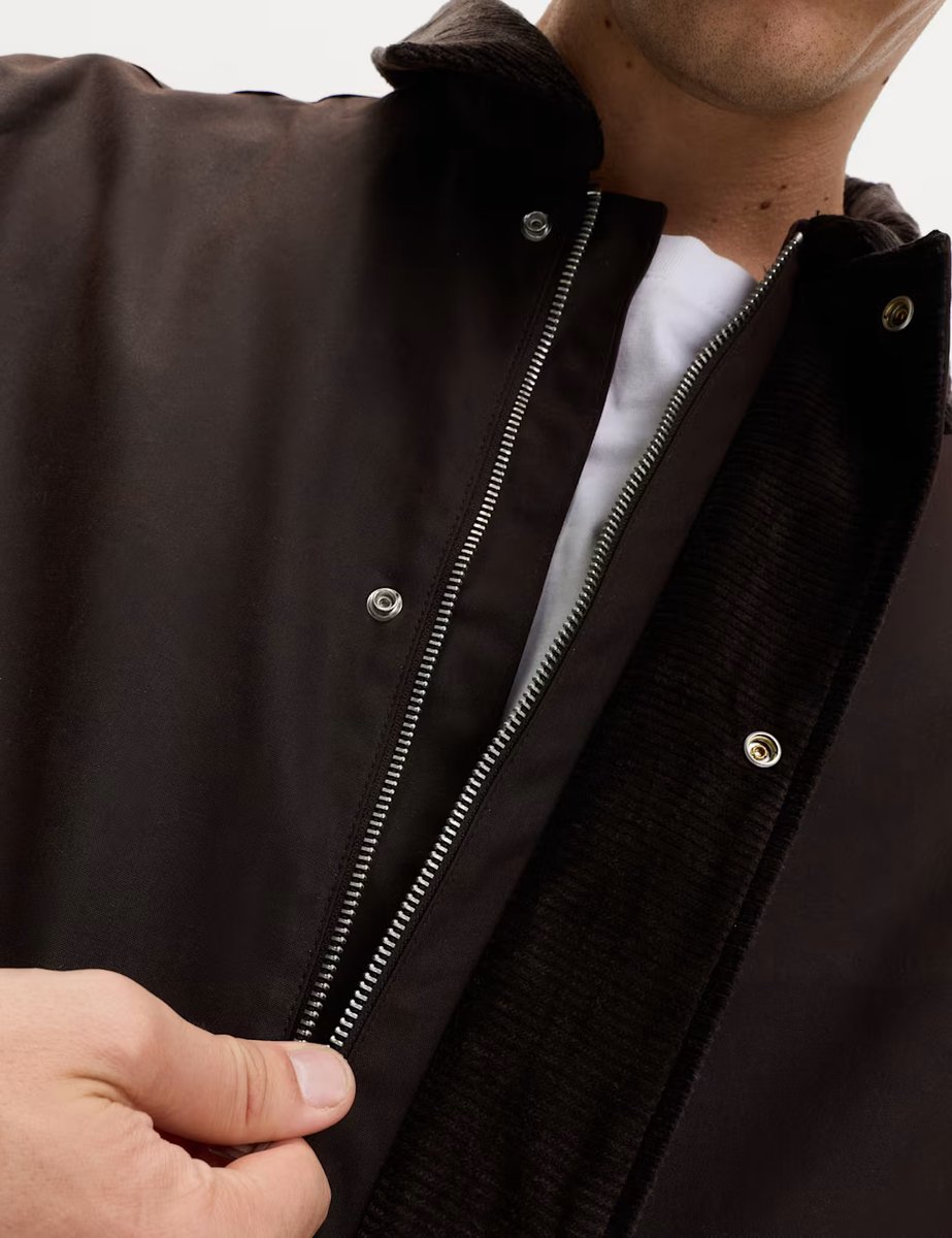 Marks & Spencer M&S Pure Cotton Wax Jacket Dark Brown - 4