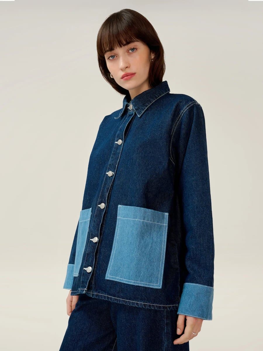 OMNES OMNES Denim Jacket with Contrasting Patch Pockets