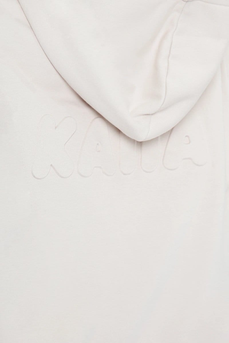 Kaiia Kaiia Embossed Bubble Logo Oversized Hoodie Oyster - 4