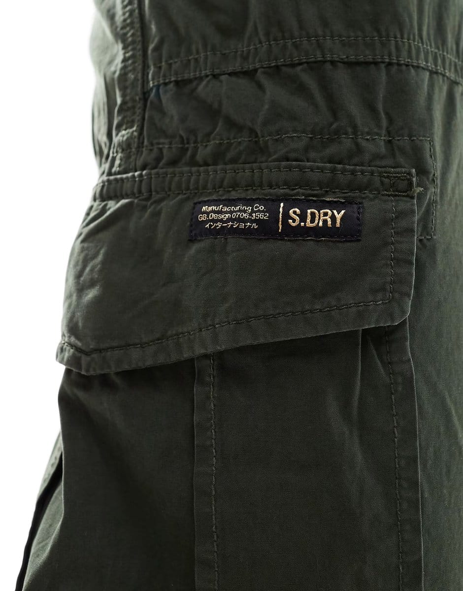 ASOS Superdry Low rise wide leg cargo pants in surplus goods olive green - 4