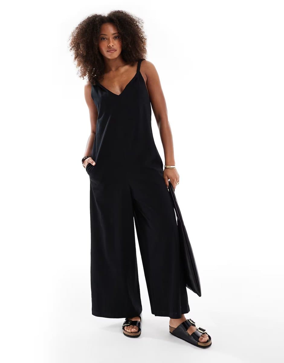 ASOS ASOS Elegant Twist Shoulder Jumpsuit in Black