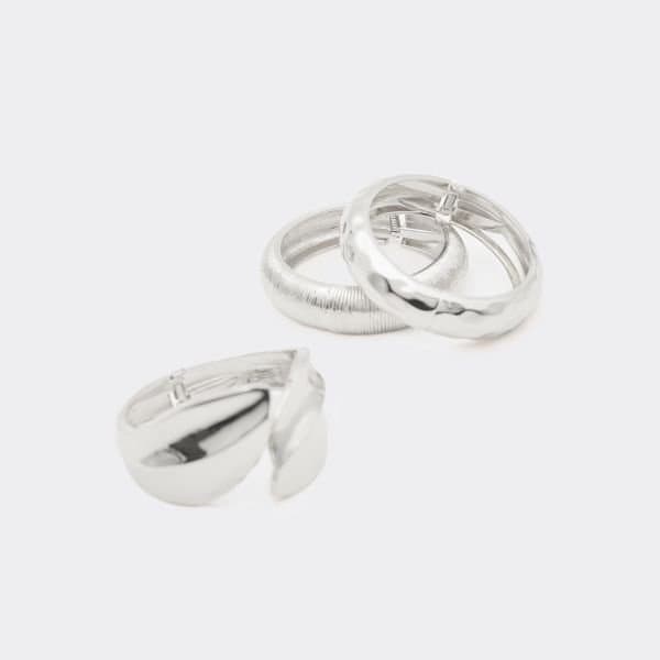 EGO EGO Silver Textured Cuff Detail Chunky Bangle Pack