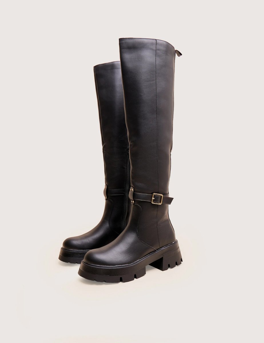 Public Desire Zelda Black Pocket and Zip Detail Over the Knee Boots - 3