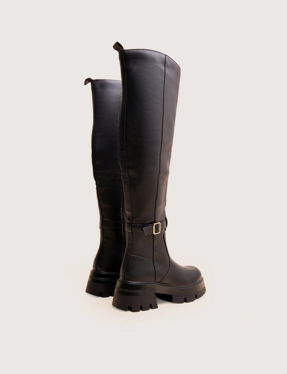 Public Desire Zelda Black Pocket and Zip Detail Over the Knee Boots - 4