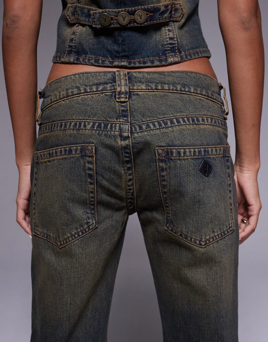 ASOS Abrand Jeans 99 super low flare jeans in dark wash co-ord - 4