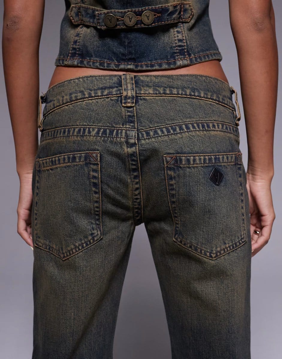 ASOS Abrand Jeans 99 super low flare jeans in dark wash co-ord - 4
