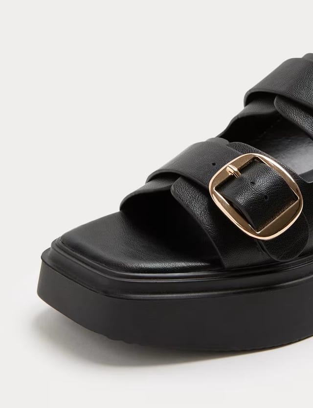Marks & Spencer M&S Double Buckle Flatform Mules Black - 2