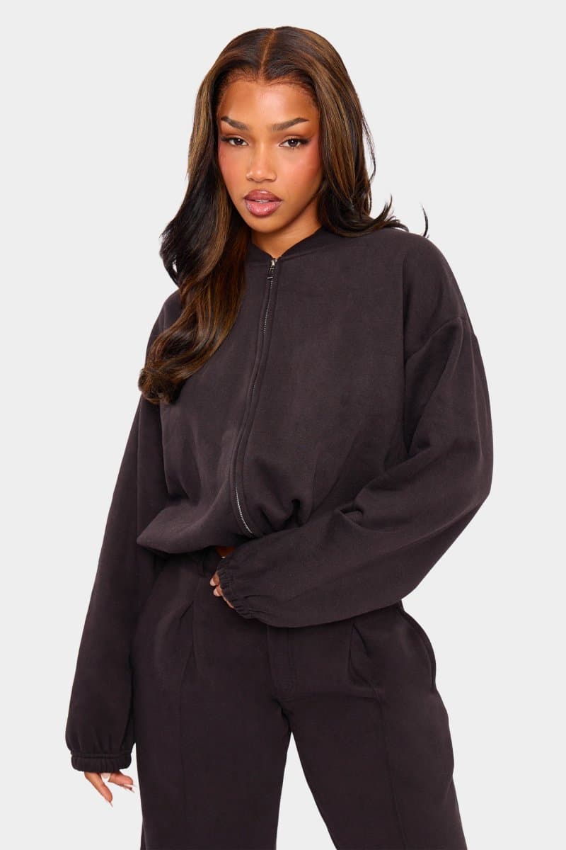 Kaiia Kaiia Zip Through Bomber Style Sweatshirt Black