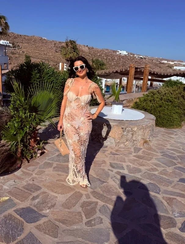 ASOS ASOS Luxe Pearl embellished starfish crochet maxi dress in cream