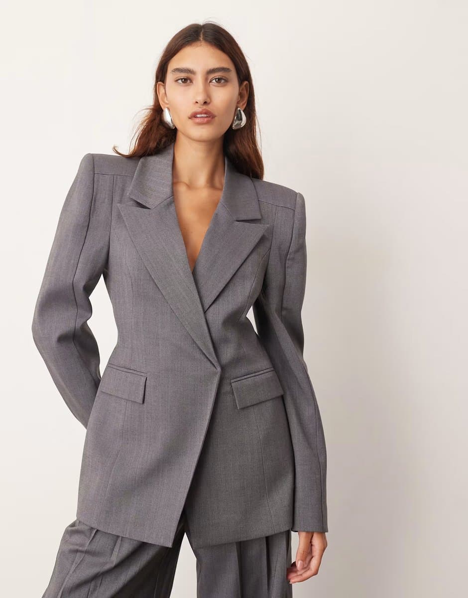 ASOS ARRANGE co-ord structured tailored blazer in slate grey