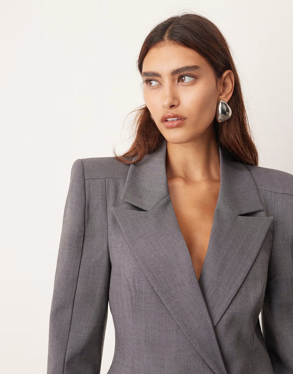 ASOS ARRANGE co-ord structured tailored blazer in slate grey - 4