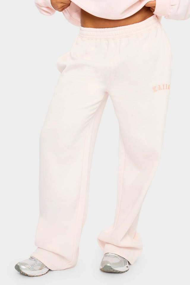 Kaiia Kaiia Slogan Wide Leg Joggers Shell Pink - 3
