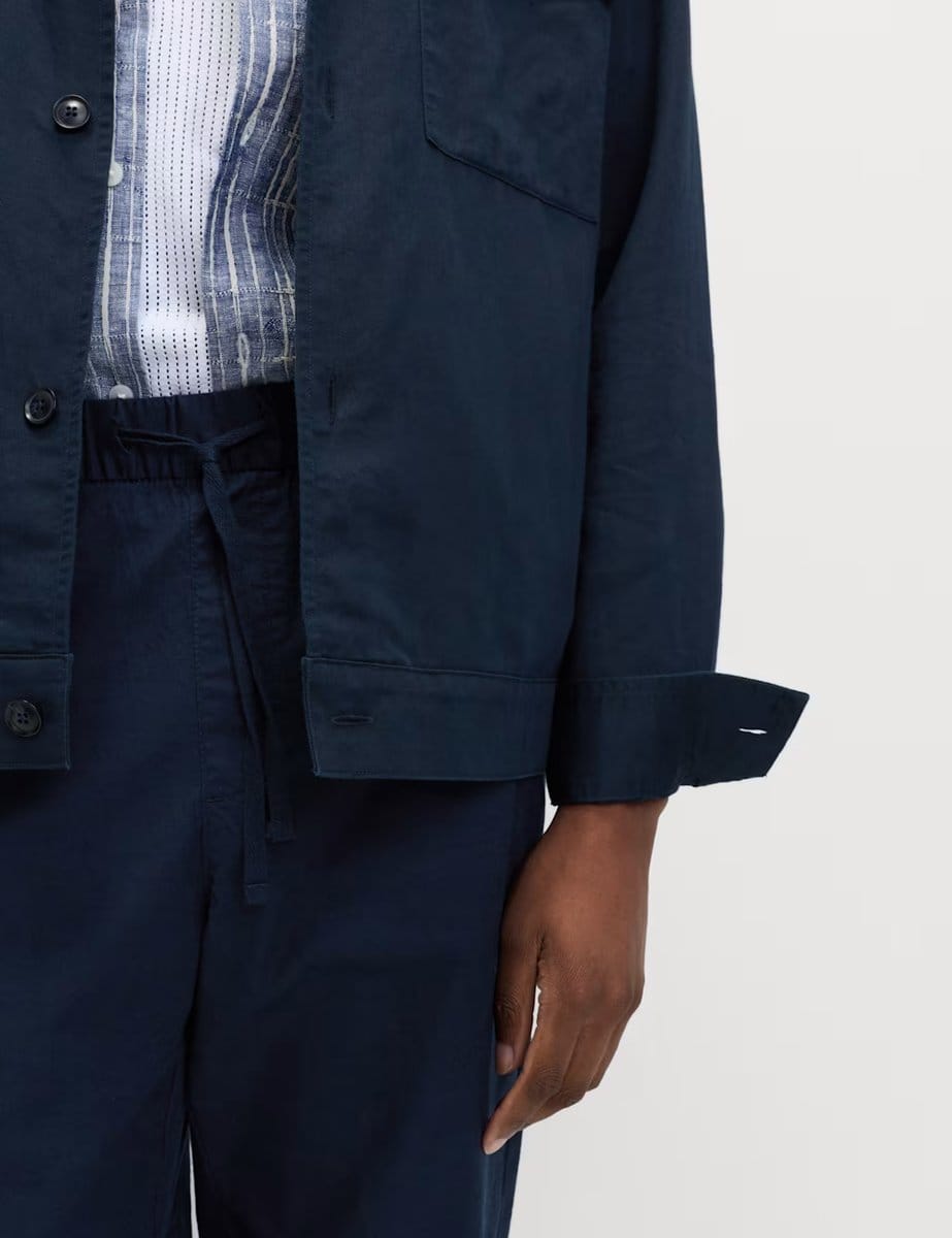 Marks & Spencer M&S Cotton Linen Blend Overshirt Dark Navy - 4