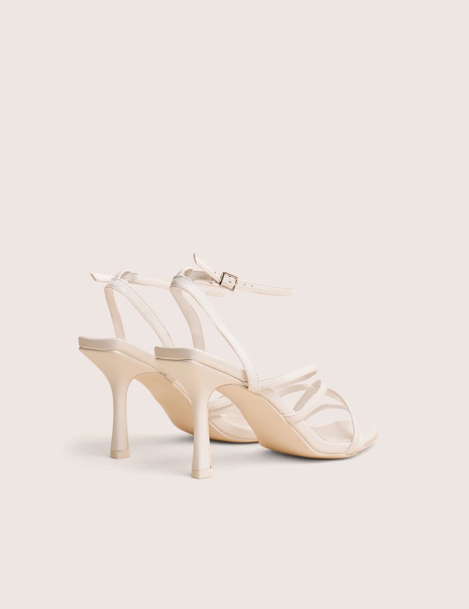 Public Desire Free Spirit White Strappy Round Toe Mid Heels - 3