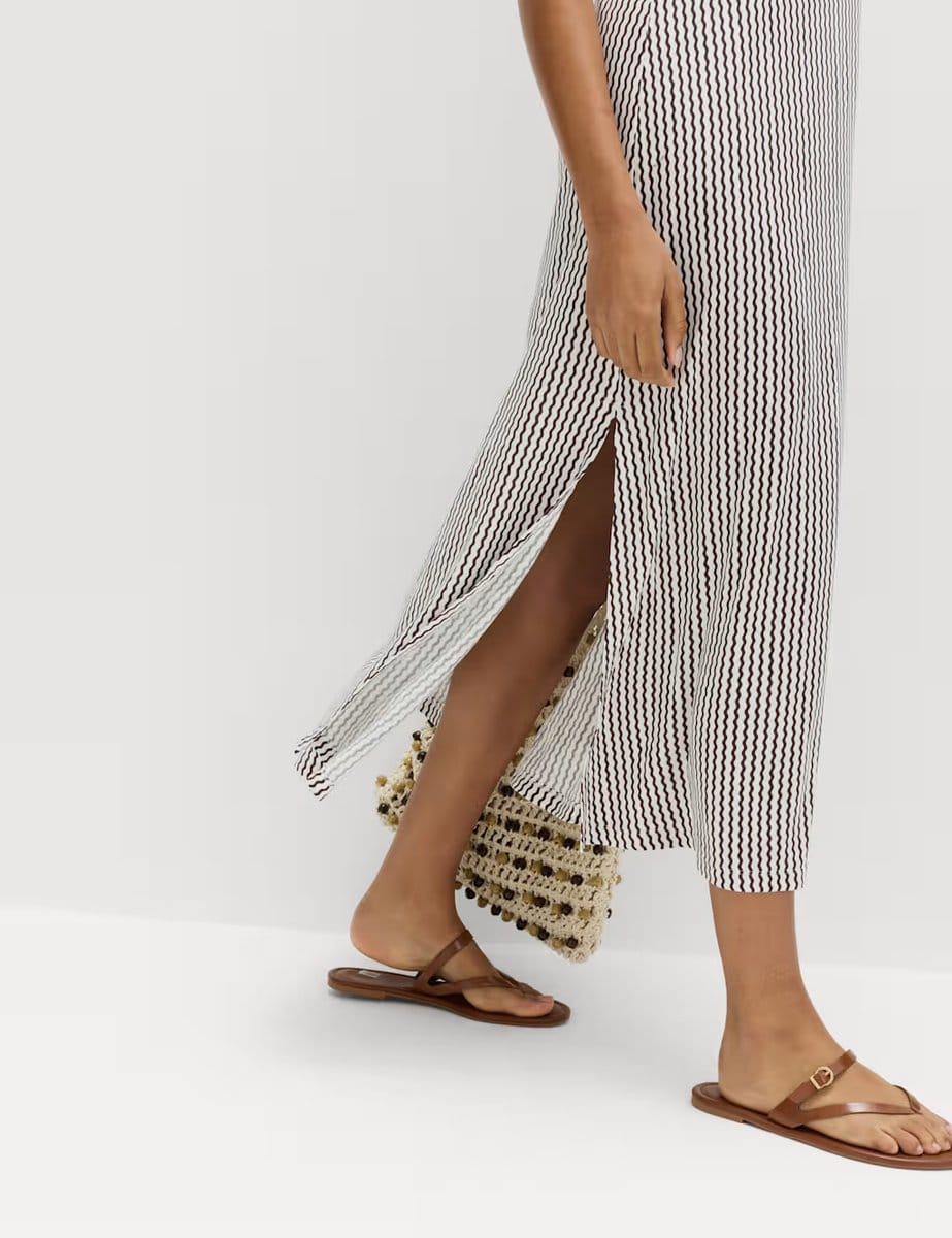 Marks & Spencer M&S Printed Jersey Midaxi Beach Dress Brown Mix - 4