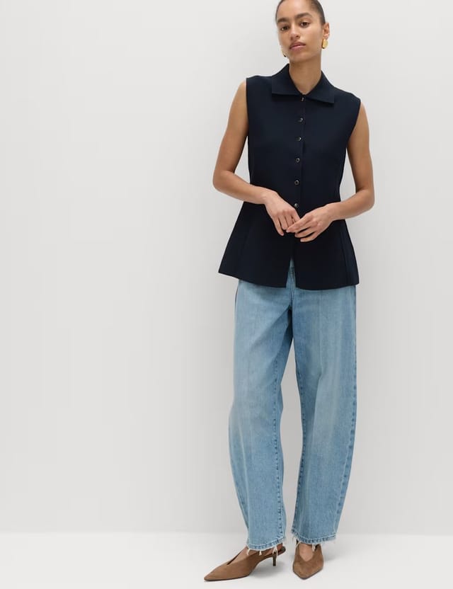 Marks & Spencer M&S Soft Touch Longline Knitted Waistcoat Midnight Navy - 2