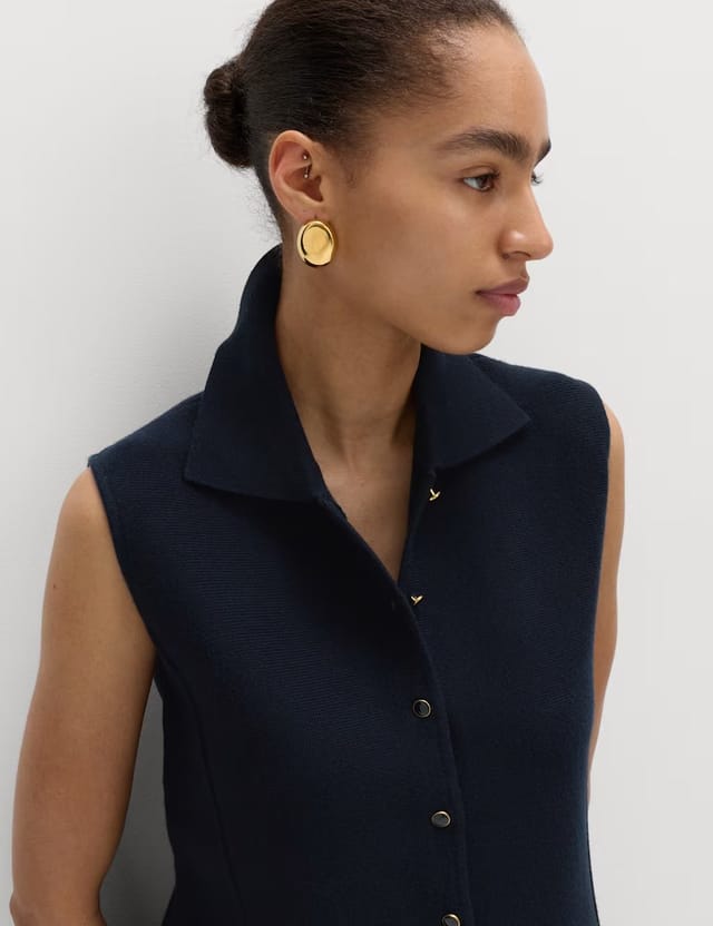Marks & Spencer M&S Soft Touch Longline Knitted Waistcoat Midnight Navy - 3