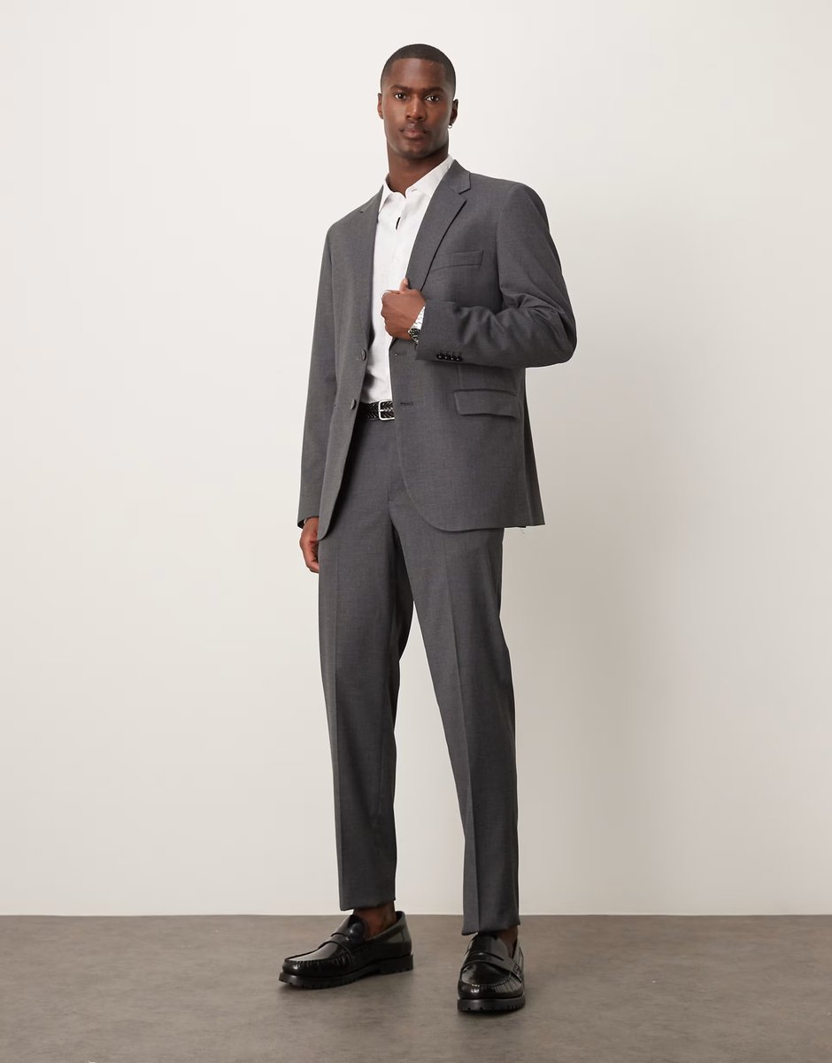 ASOS Mango slim fit suit blazer in slate grey co-ord - 2