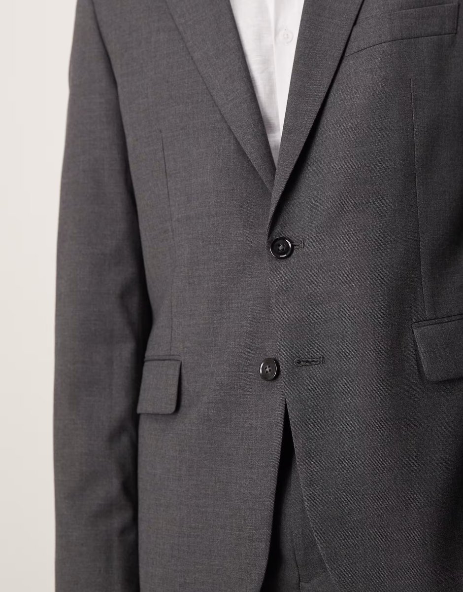 ASOS Mango slim fit suit blazer in slate grey co-ord - 3