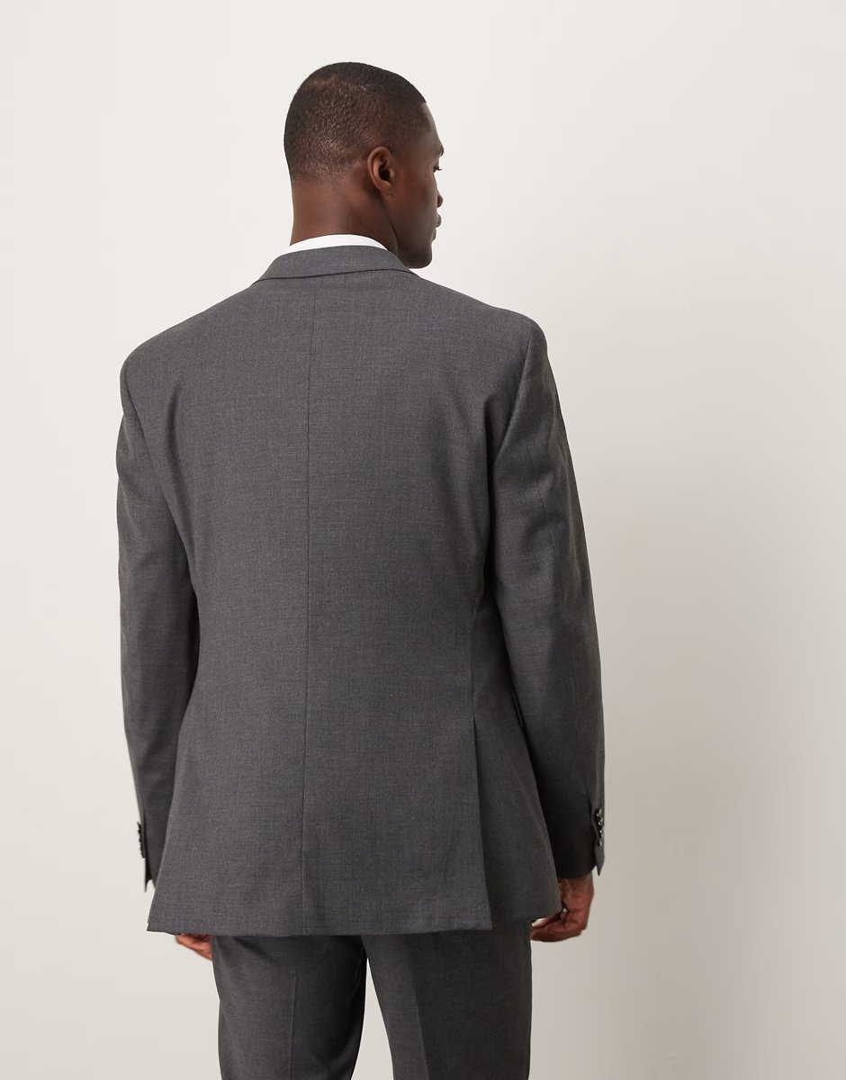 ASOS Mango slim fit suit blazer in slate grey co-ord - 4