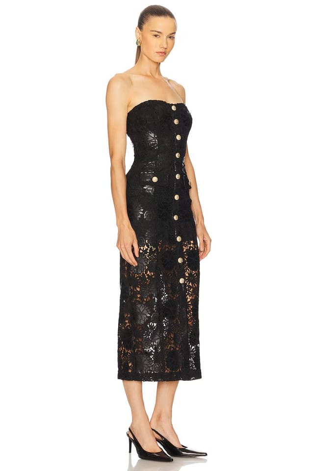 revolve Misha Faux Leather Guipure Midi Dress - 2