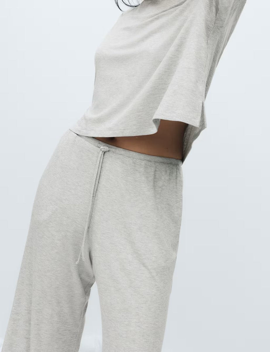 Marks & Spencer M&S Modal Rich Ribbed Pyjama Bottoms Grey - 2