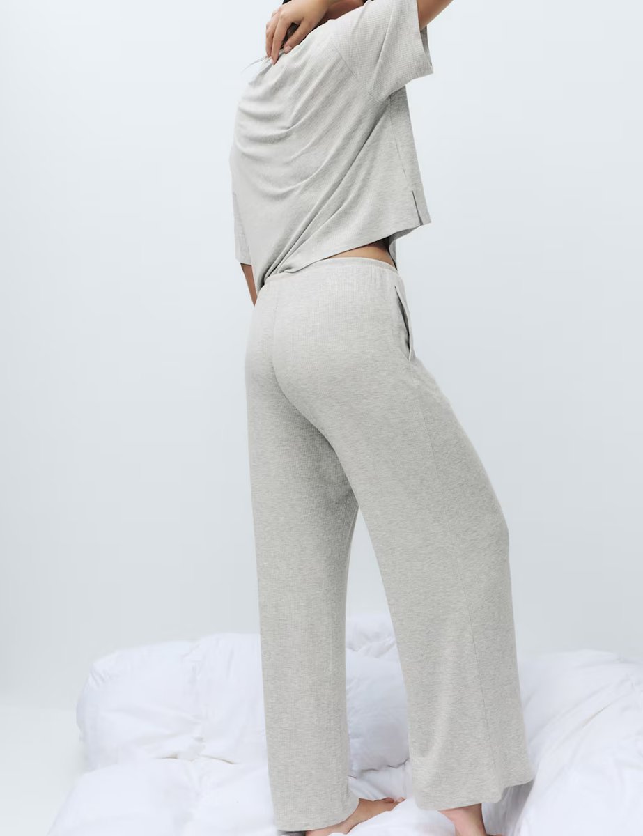 Marks & Spencer M&S Modal Rich Ribbed Pyjama Bottoms Grey - 3