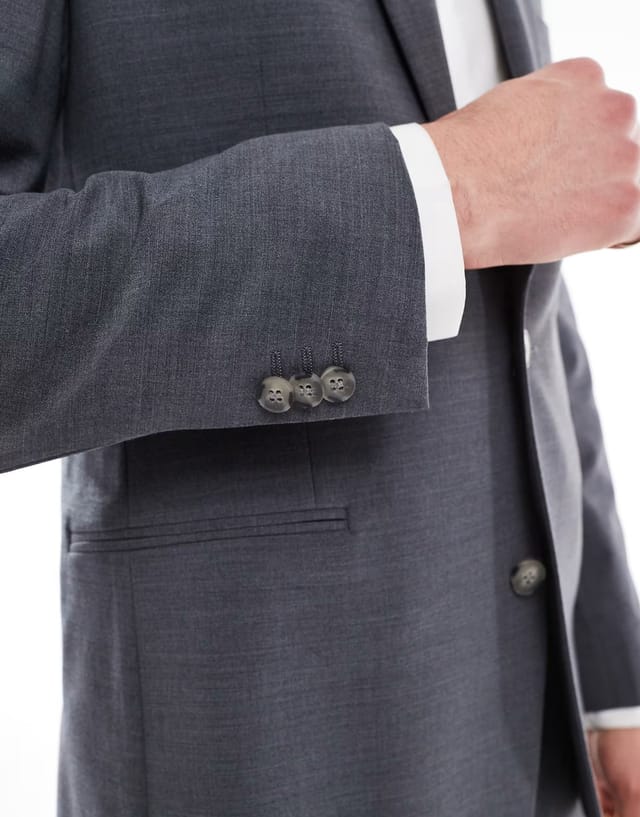 ASOS ASOS DESIGN washable slim suit jacket with lightweight worsted wool in charcoal - 3