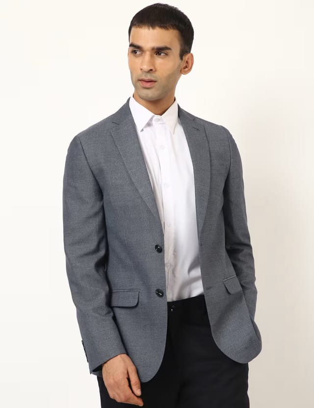 Marks & Spencer M&S PV BLEND GRINDLE TEXTURED BLAZER Denim Mix - 2