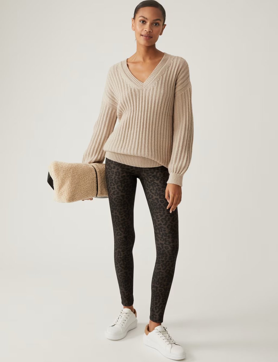 Marks & Spencer M&S Printed Coated High Waisted Jeggings Khaki Mix - 2