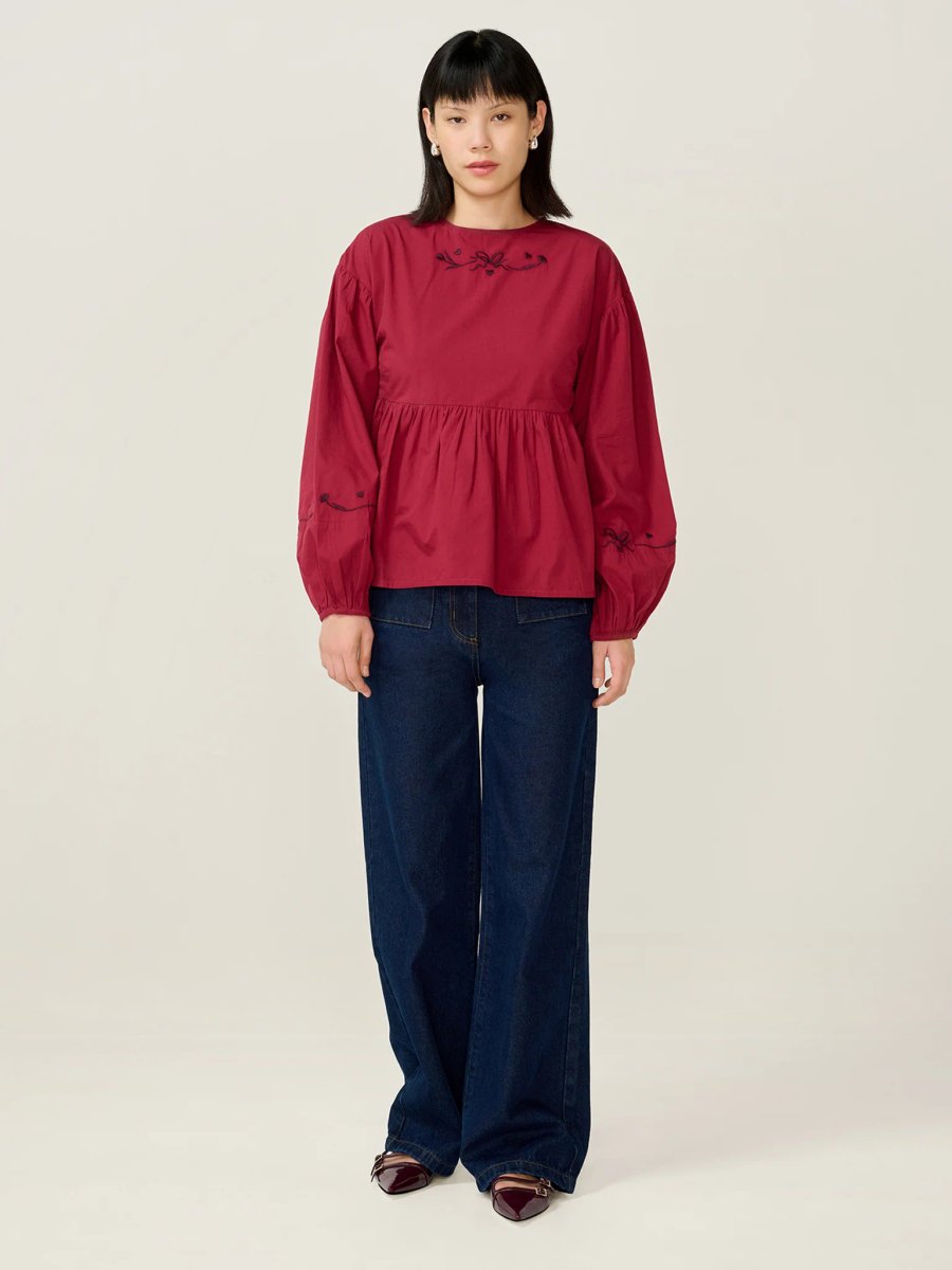 OMNES Elma Blouse in Merlot - 2