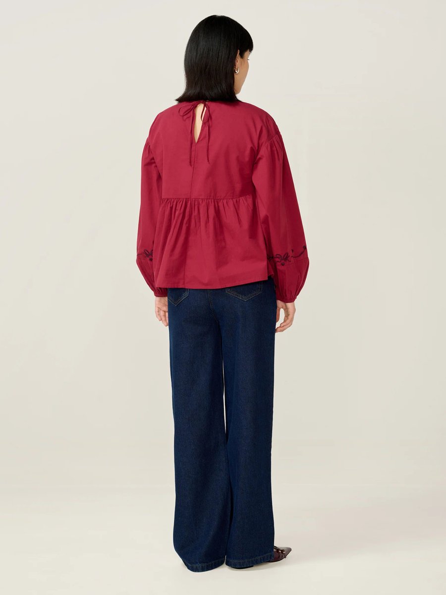 OMNES Elma Blouse in Merlot - 3