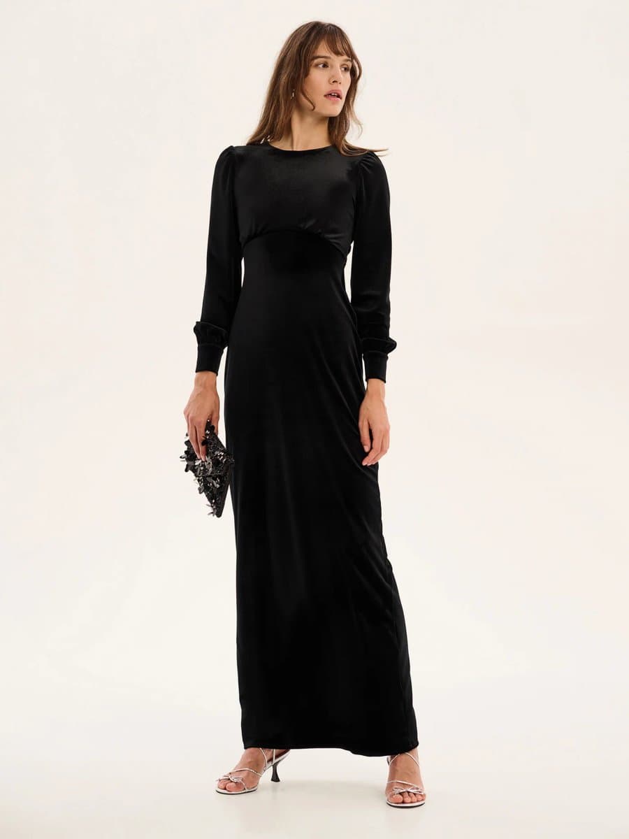 OMNES Aeryn Velvet Dress in Black