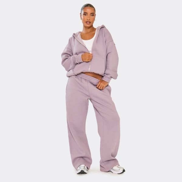EGO Oversized Mid Rise Wide Leg Joggers In Dusk Purple, Women's Size UK 6 - 1