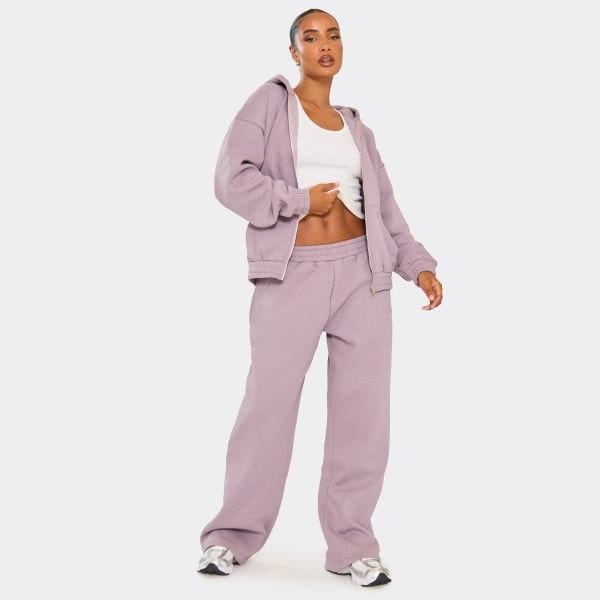 EGO Oversized Mid Rise Wide Leg Joggers In Dusk Purple, Women's Size UK 6 - 2