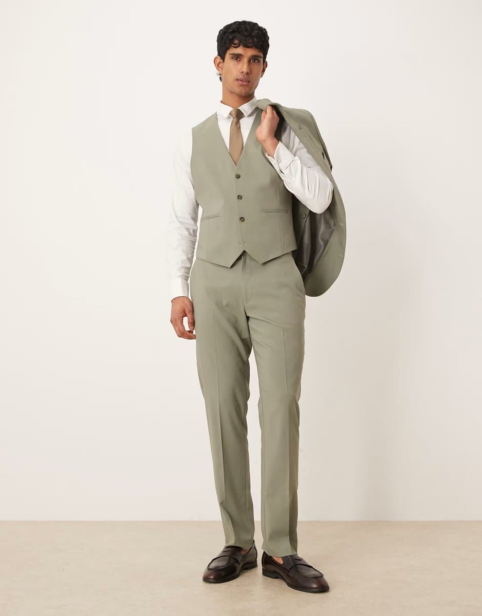 ASOS ASOS DESIGN slim suit trouser in sage