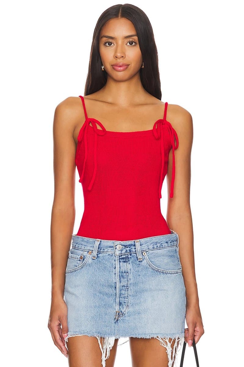 revolve Revolve Estella Cami Top with Bow Detail in Cherry Red