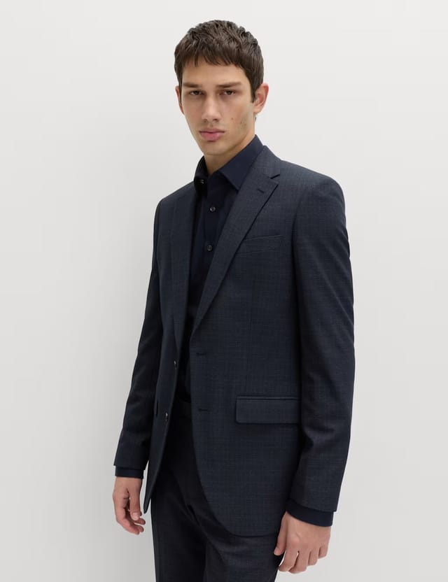 Marks & Spencer M&S Skinny Fit Textured Stretch Suit Jacket Navy - 2