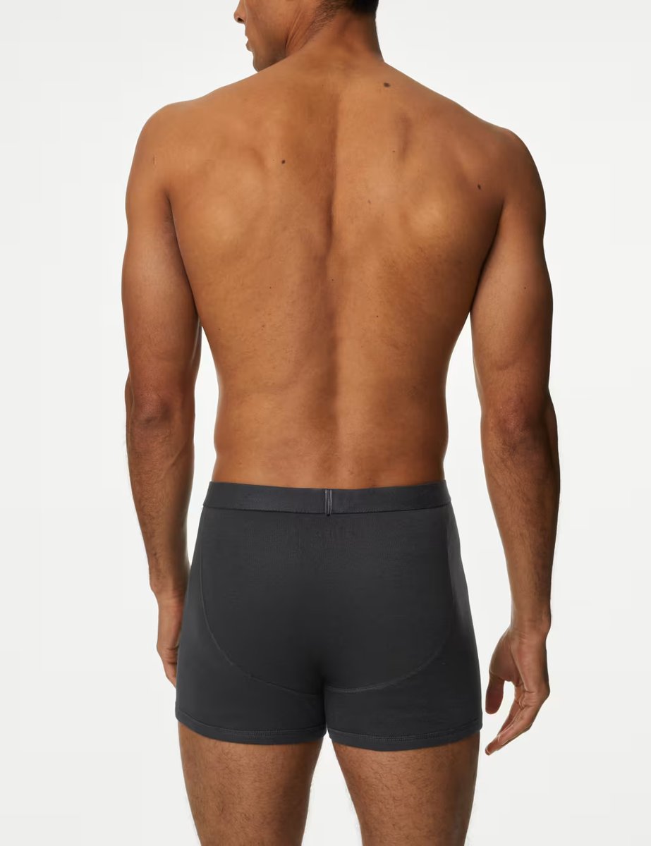 Marks & Spencer M&S 5 Pack Pure Cotton Cool & Fresh™ Trunks Black - 2