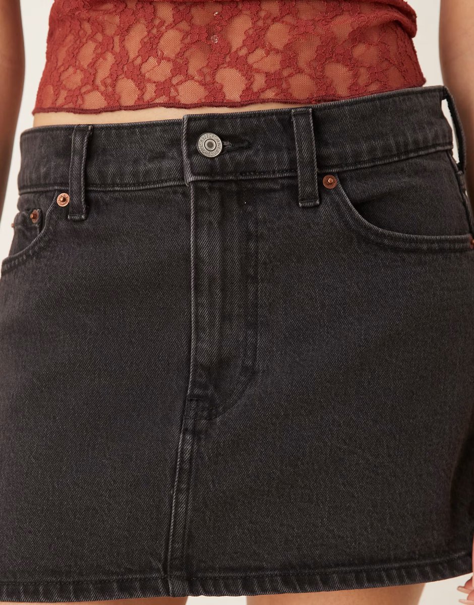 ASOS Abercrombie & Fitch low rise denim mini skort in black - 2