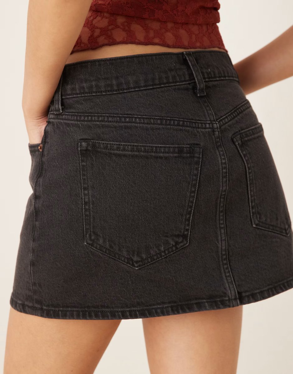 ASOS Abercrombie & Fitch low rise denim mini skort in black - 4