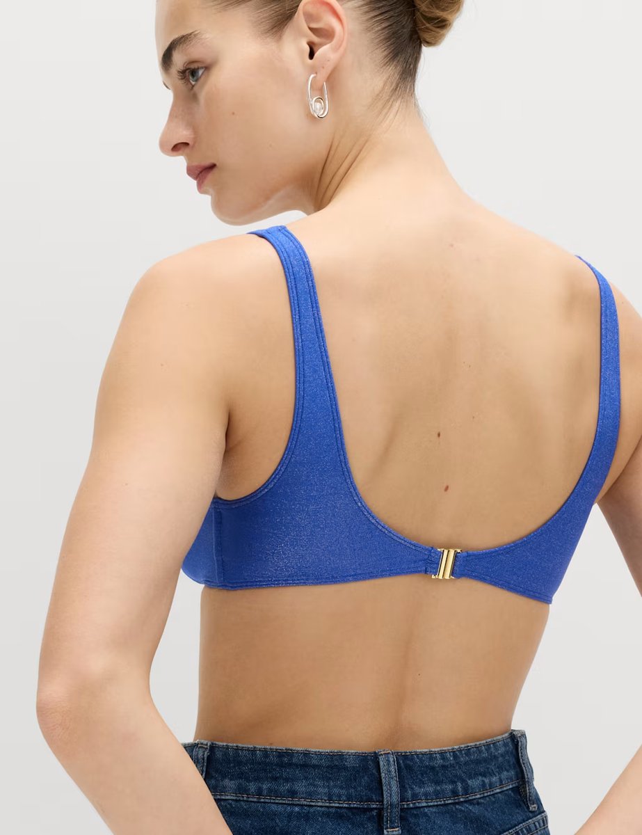 Marks & Spencer M&S Glitter V-Neck Bikini Top Cobalt - 3